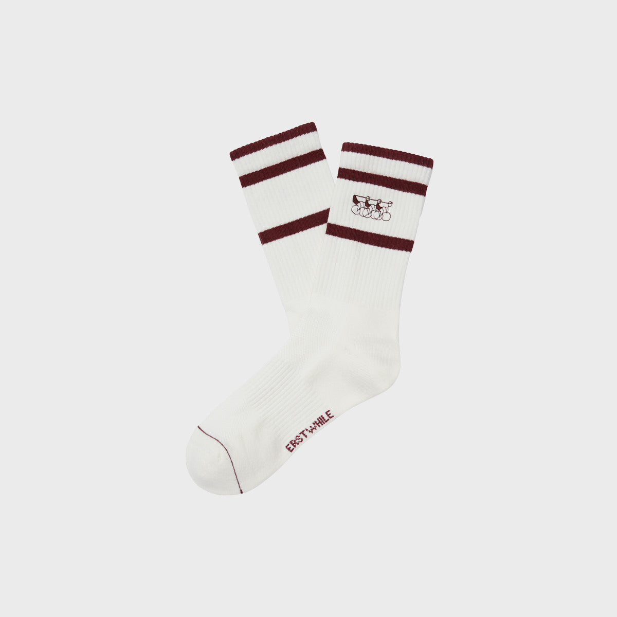 Crew Sock - Ivory/Bordeaux
