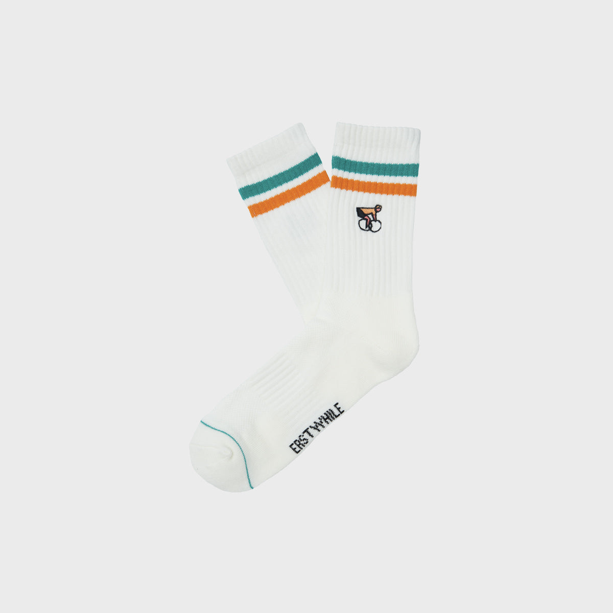 Crew Sock Ivory Green Orange
