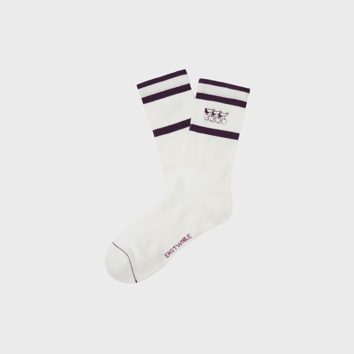 Crew Sock - Ivory/Plum