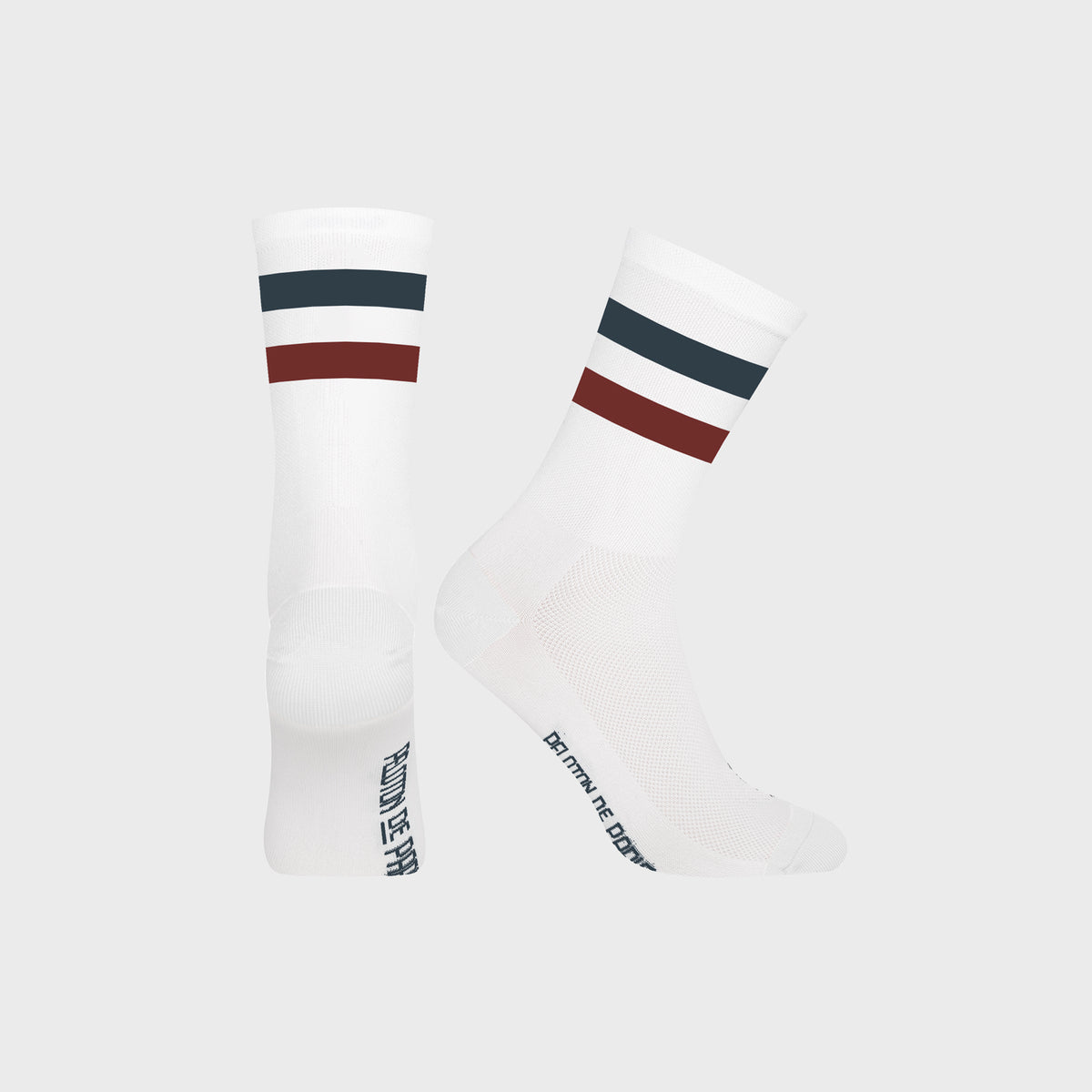 Double Stripe Cycling Socks | White Blue Red