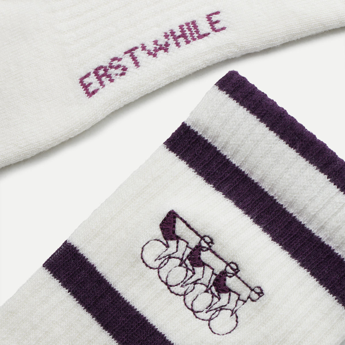 Crew Sock - Ivory/Plum