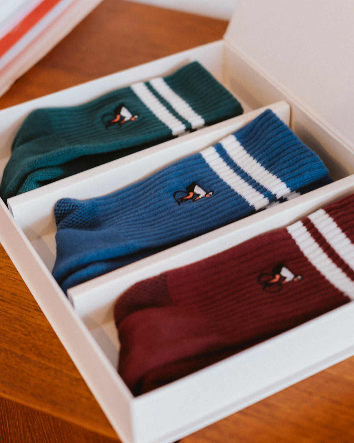 Gift Box Socks - Blue Burgundy Dark Green