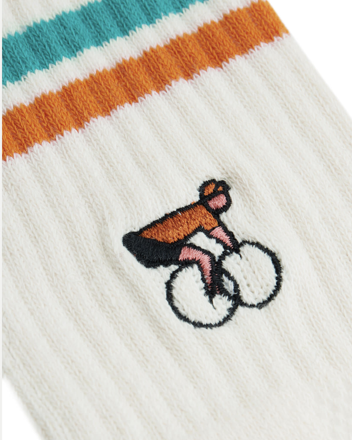 Crew Sock Ivory Green Orange
