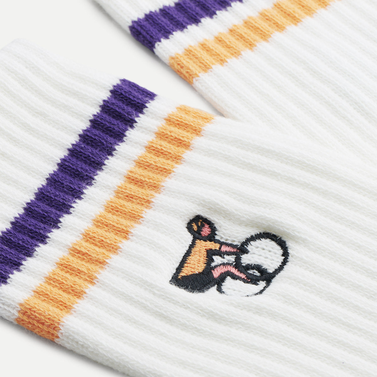 Crew Sock Ivory Purple Gold