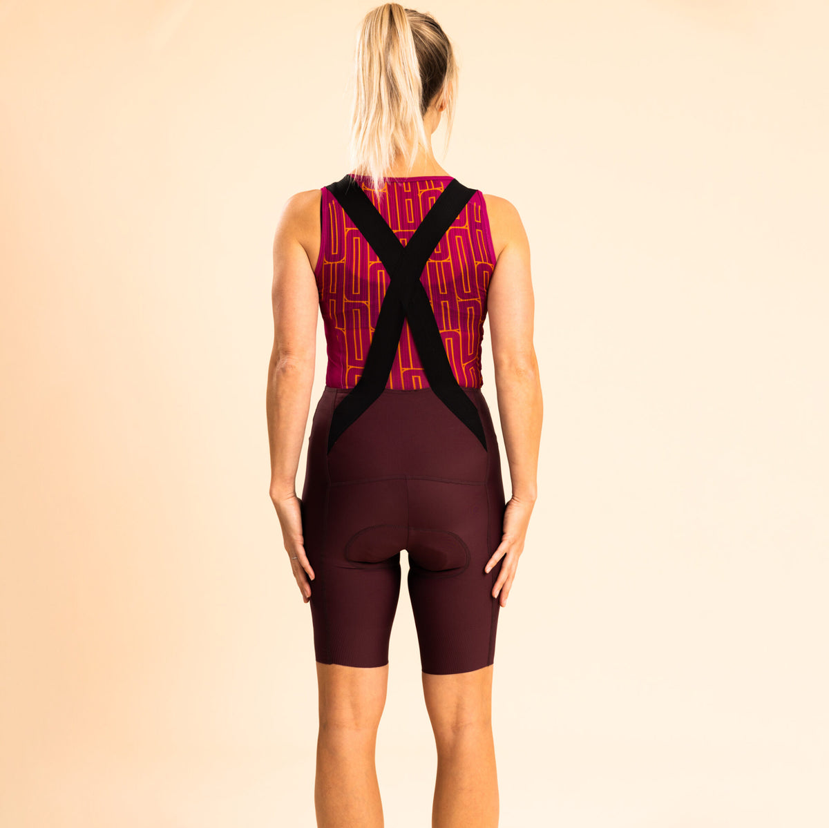 Power - Bib Shorts Women - Burgundy